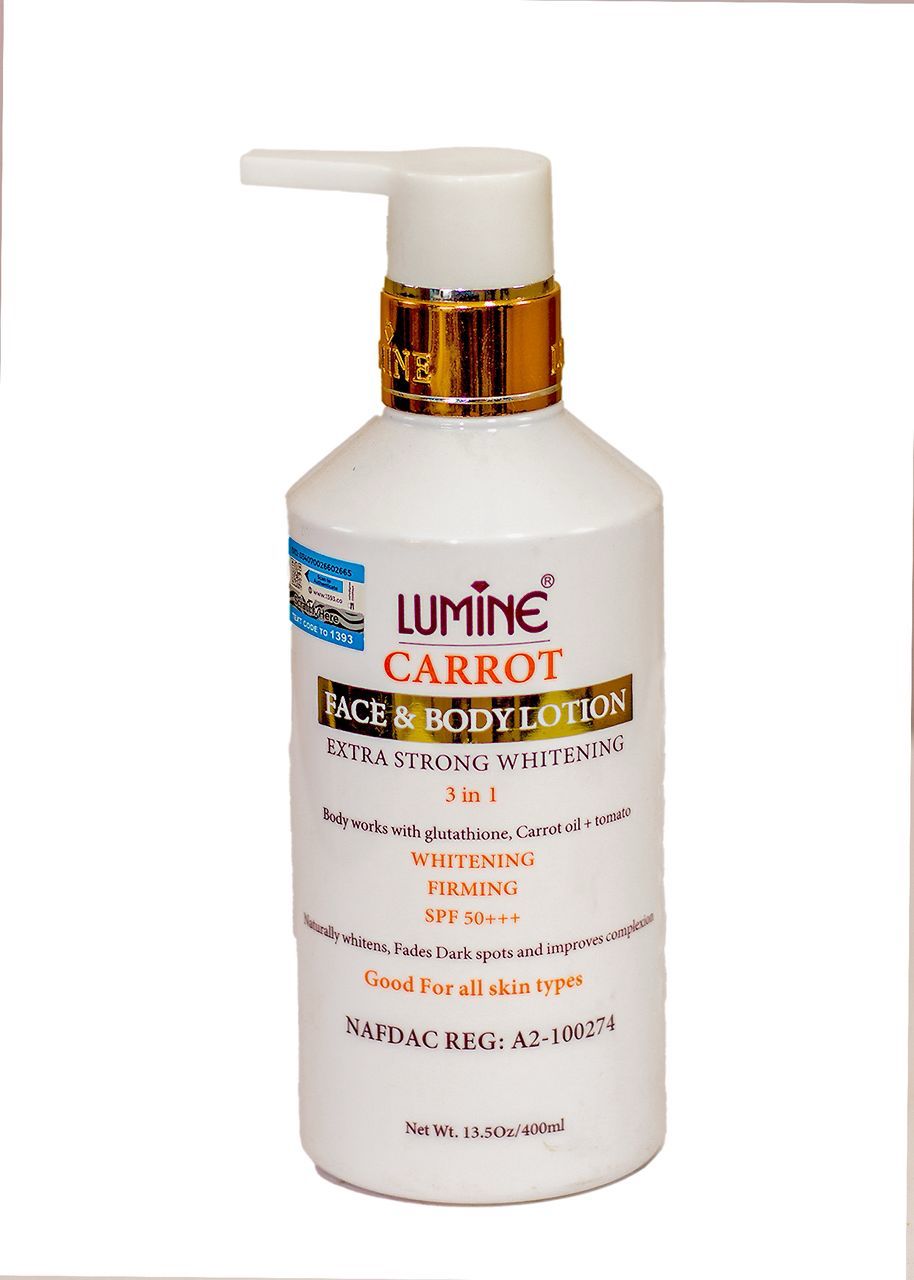carrot face and body lotion for glowing skin in Nigeria Lumine 3 in 1