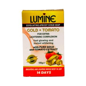 Lumine Gold + Tomato Exfoliating Apricot Scrub Soap 135g bar — pure gold and tomato extract lightening soap